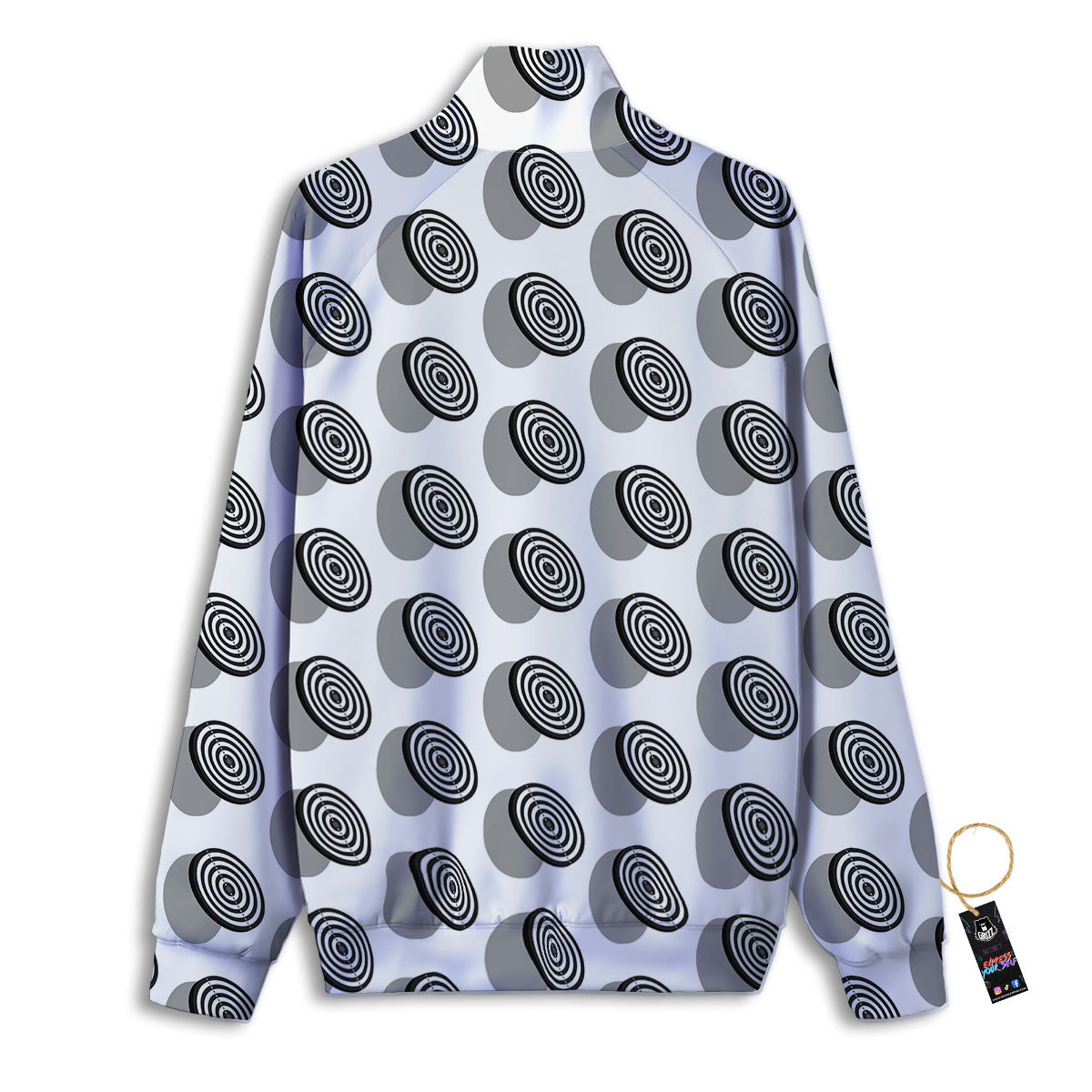 Dartboard White And Black Print Pattern Track Jacket-grizzshop