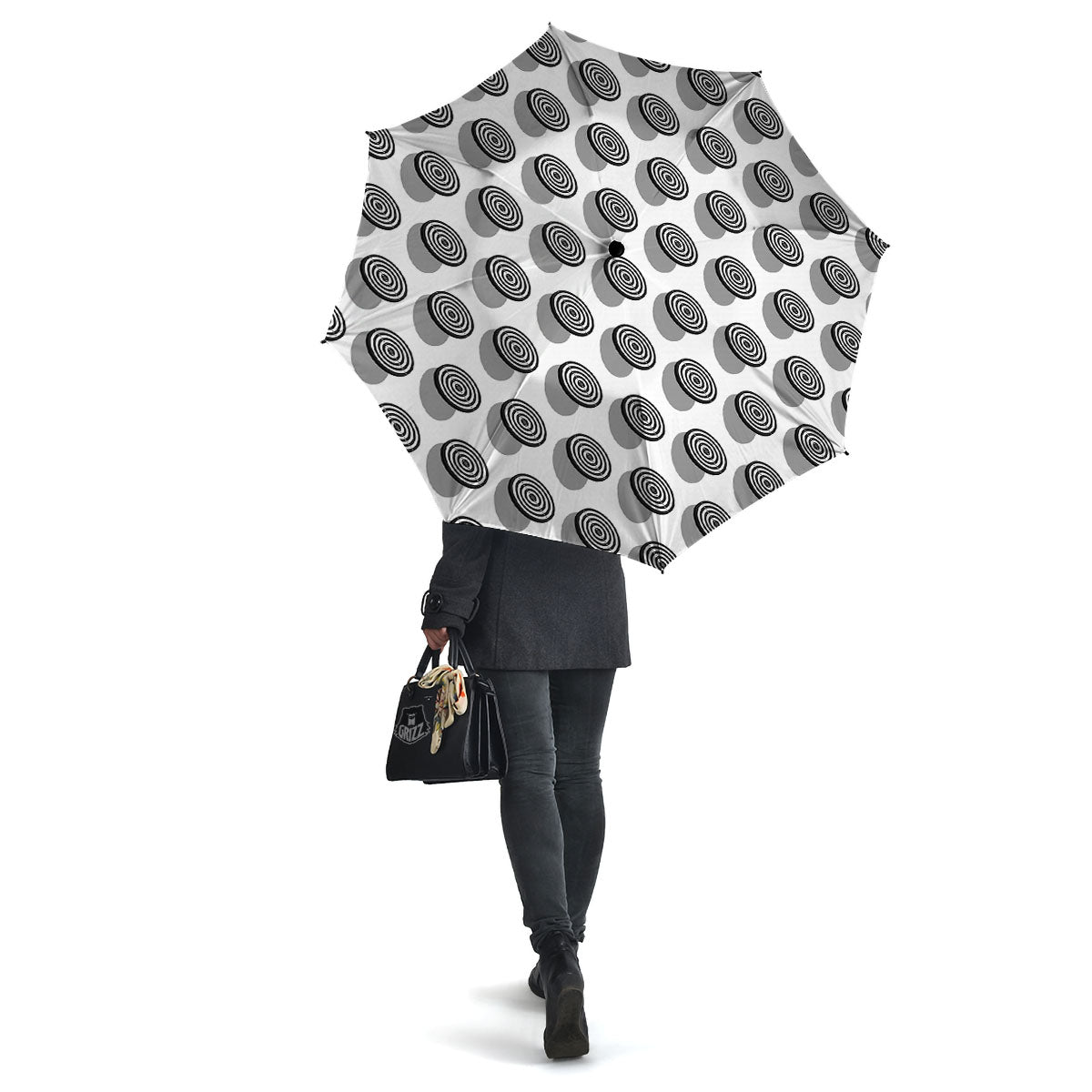 Dartboard White And Black Print Pattern Umbrella-grizzshop