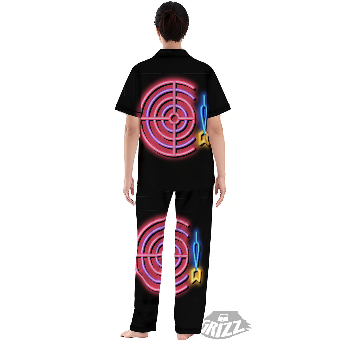 Darts Bar Lights Sign Print Women's Pajamas Set-grizzshop