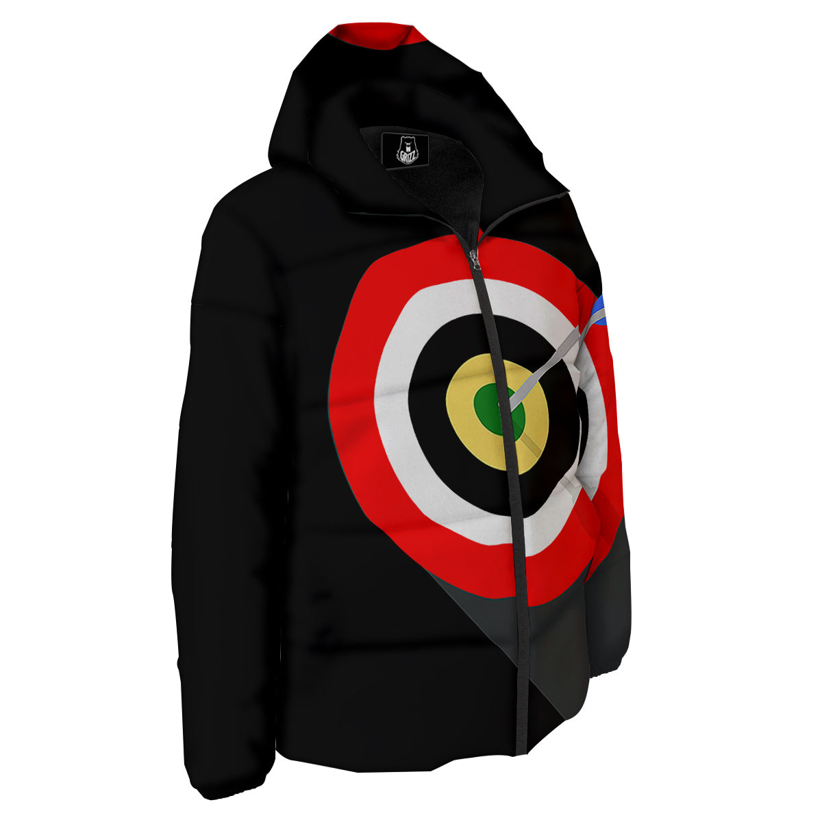Darts Bullseye Print Down Jacket-grizzshop