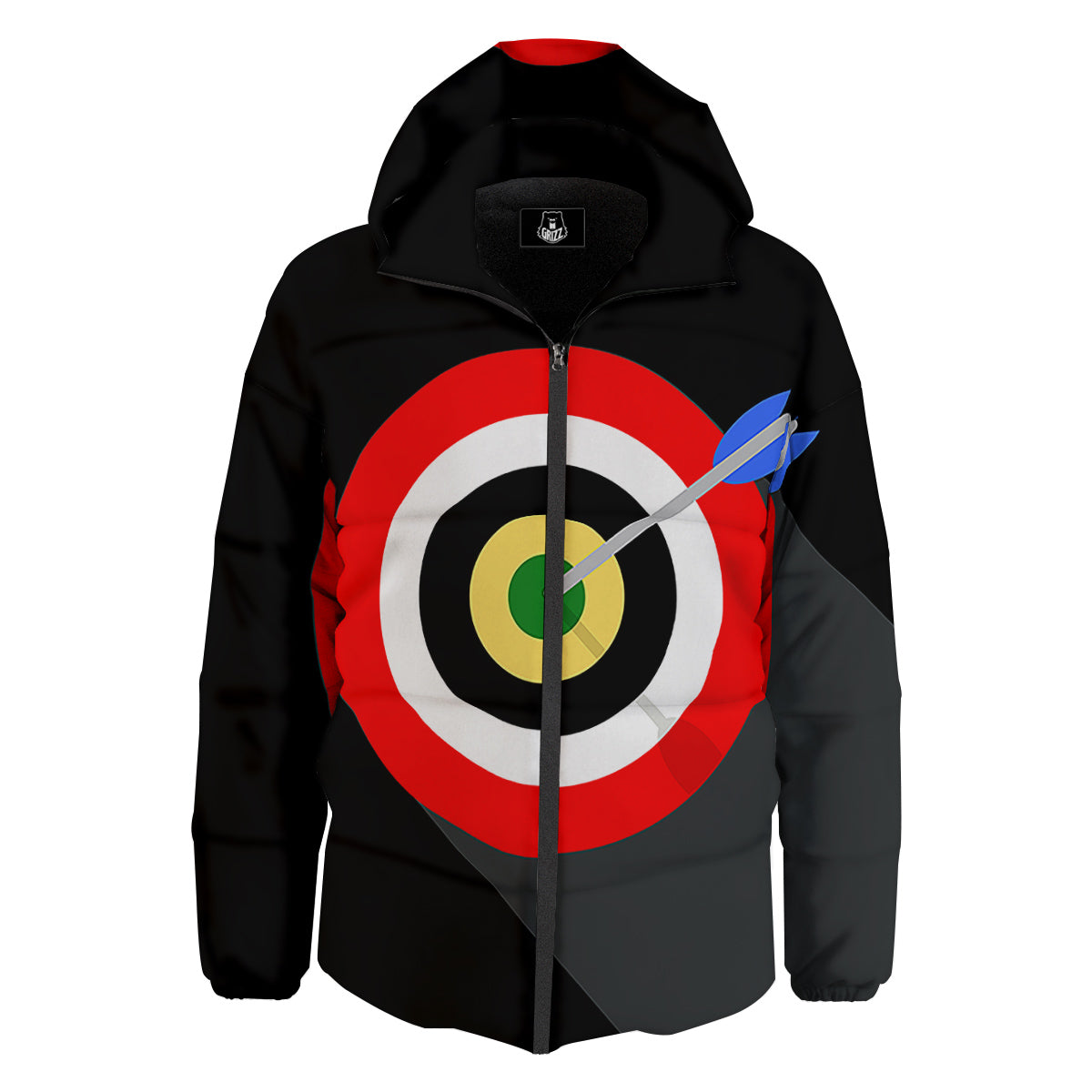Darts Bullseye Print Down Jacket-grizzshop