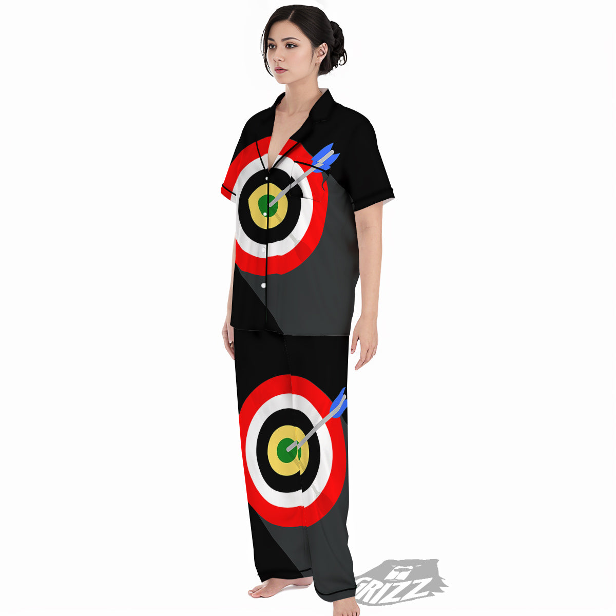 Darts Bullseye Print Women's Pajamas Set-grizzshop