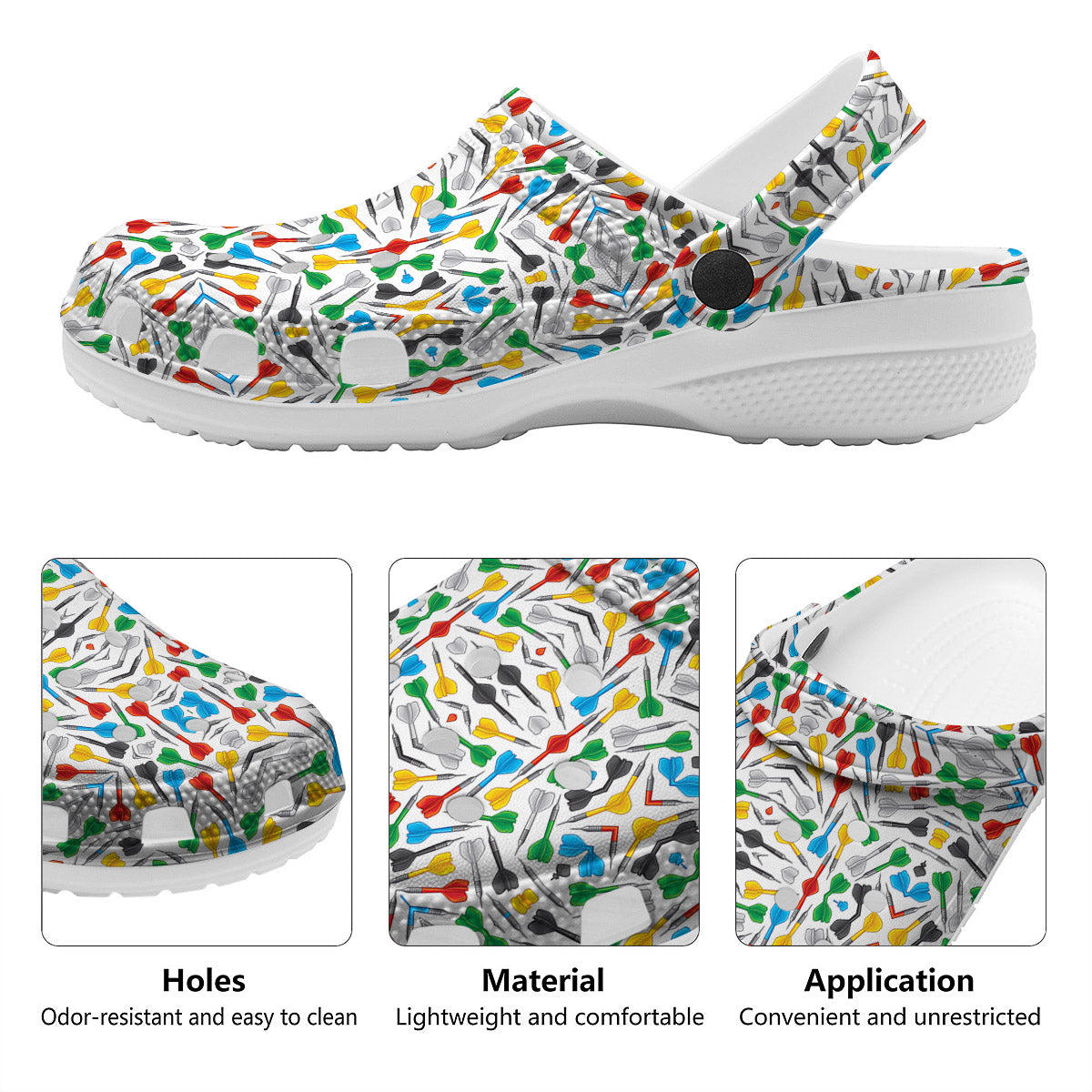 Darts Colorful Print Pattern Clog-grizzshop