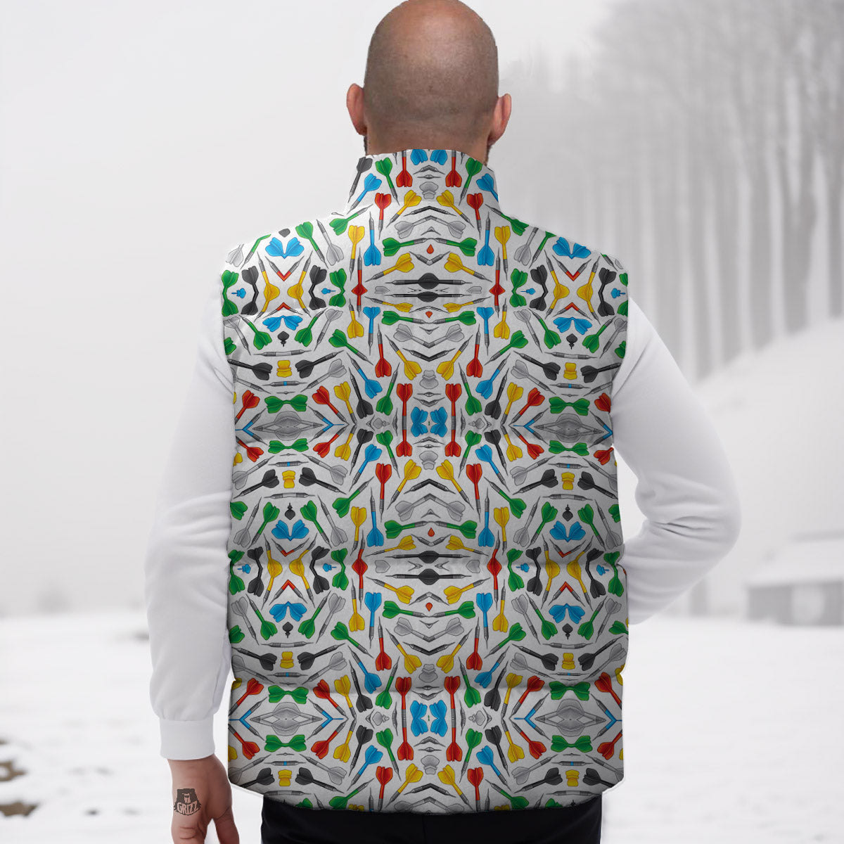 Darts Colorful Print Pattern Down Vest-grizzshop
