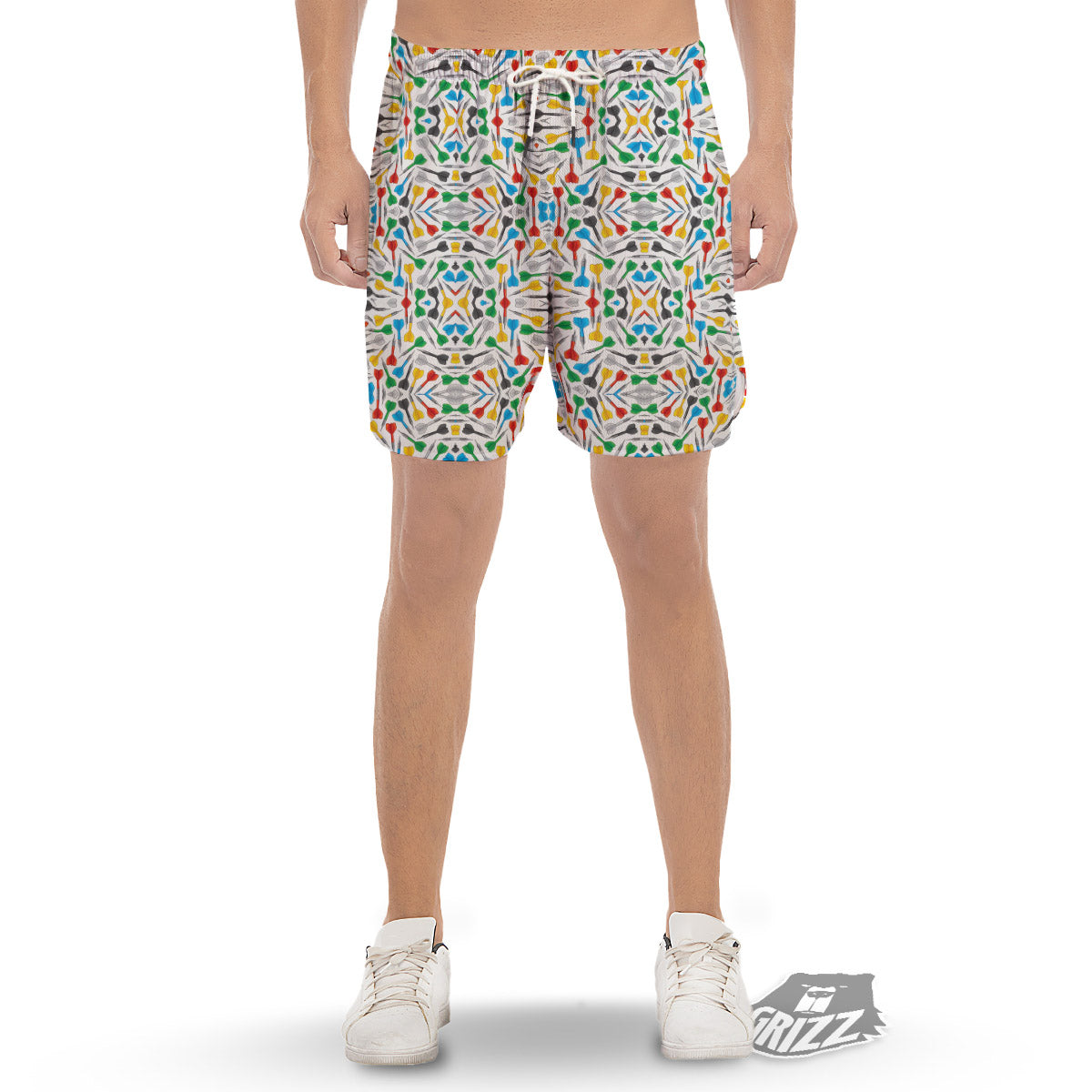 Darts Colorful Print Pattern Men's Gym Shorts-grizzshop