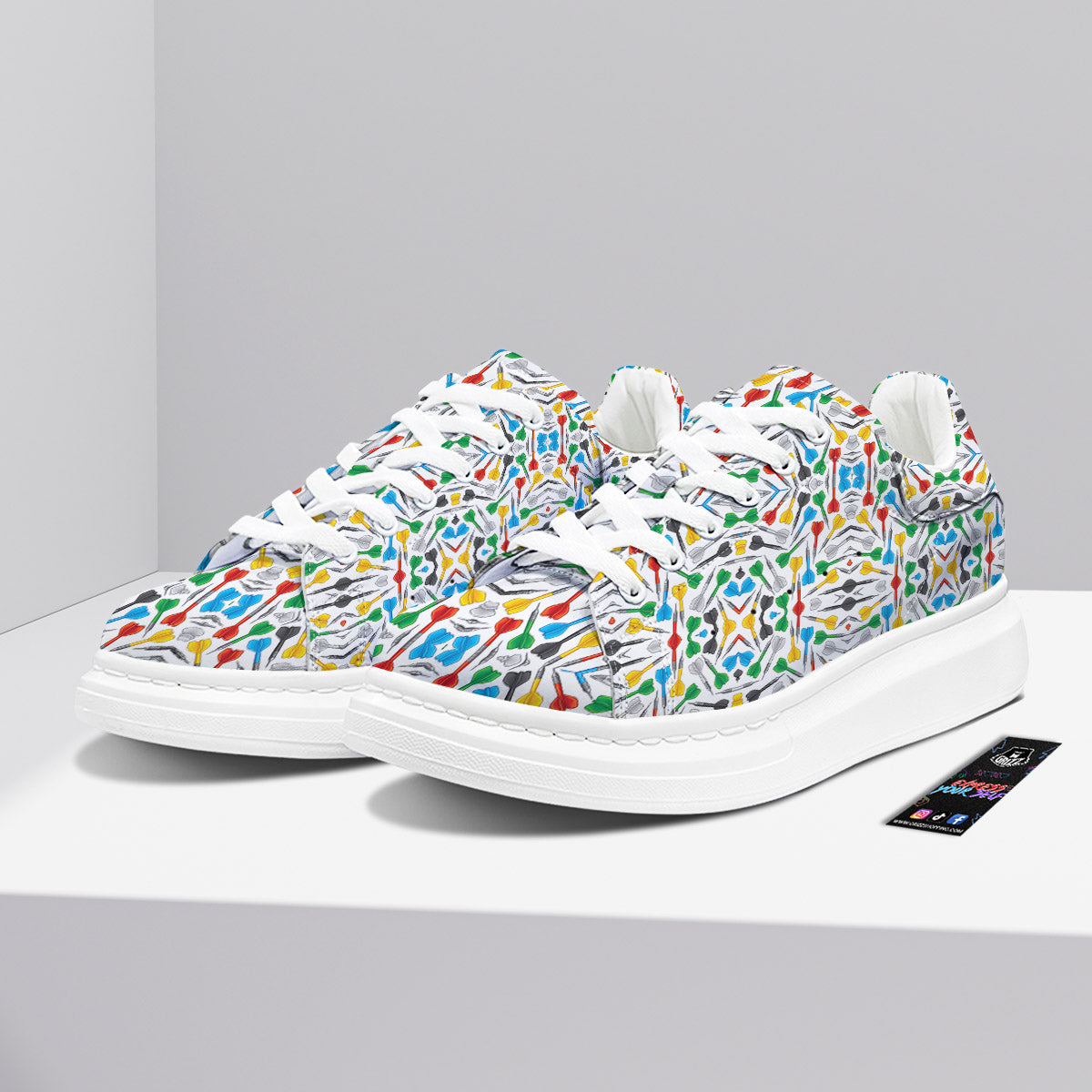 Darts Colorful Print Pattern Platform Shoes-grizzshop