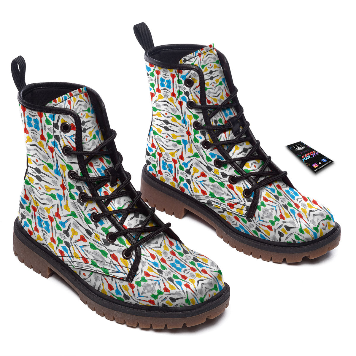 Darts Colorful Print Pattern Work Boots-grizzshop
