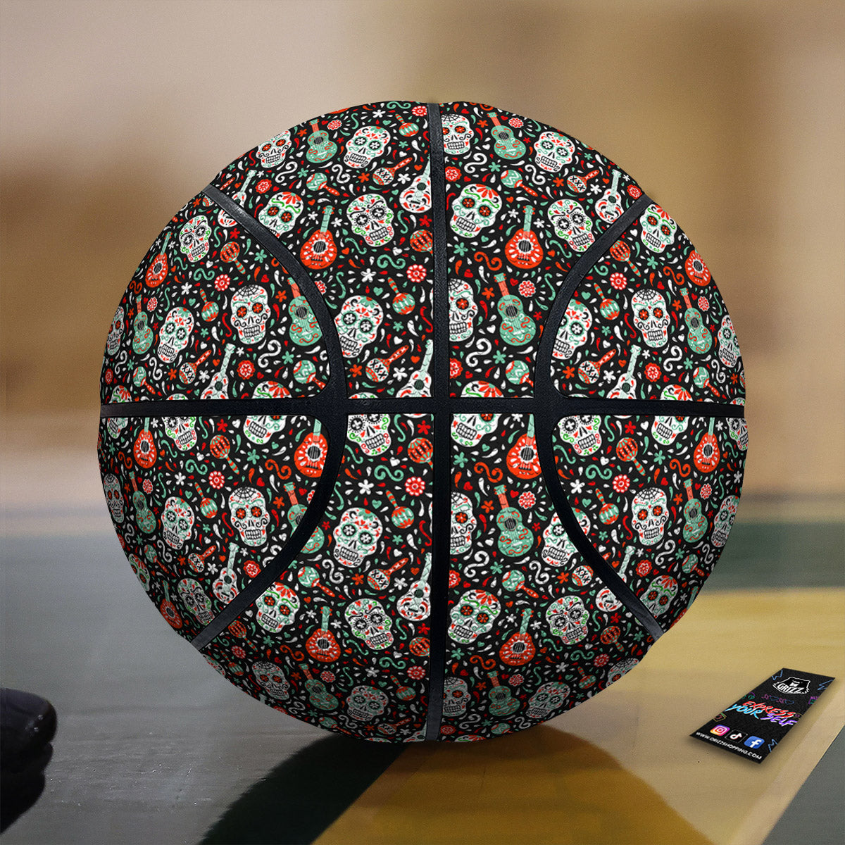 Day Of The Dead Calaveras Print Pattern Basketball-grizzshop