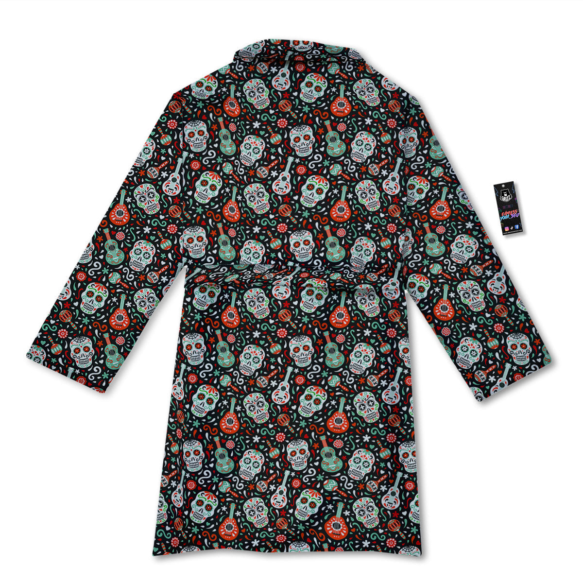 Day Of The Dead Calaveras Print Pattern Bathrobe-grizzshop