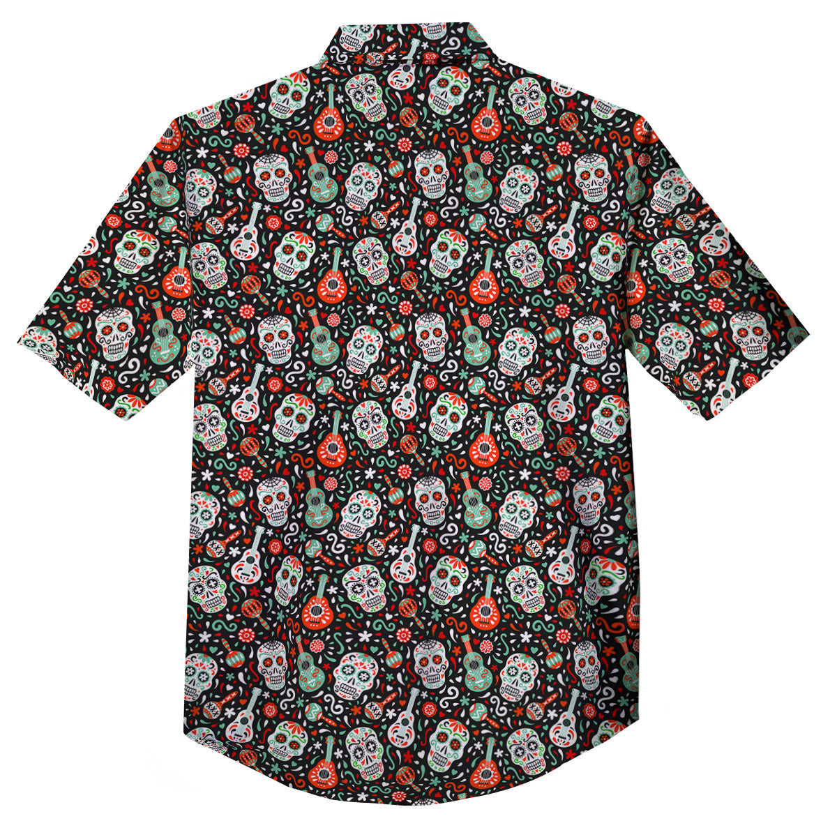 Day Of The Dead Calaveras Print Pattern Button Up Shirt-grizzshop