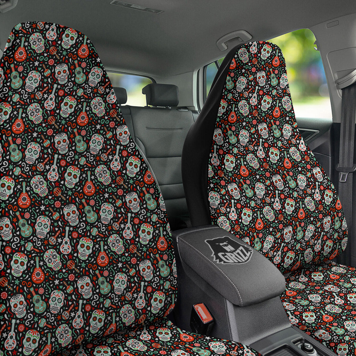 Day Of The Dead Calaveras Print Pattern Car Seat Covers-grizzshop