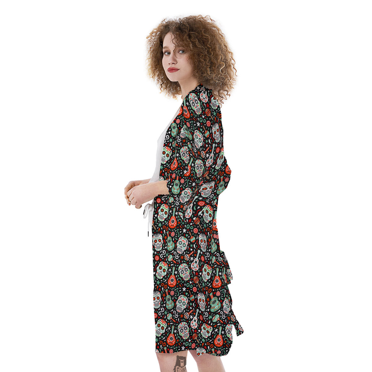 Day Of The Dead Calaveras Print Pattern Kimono-grizzshop