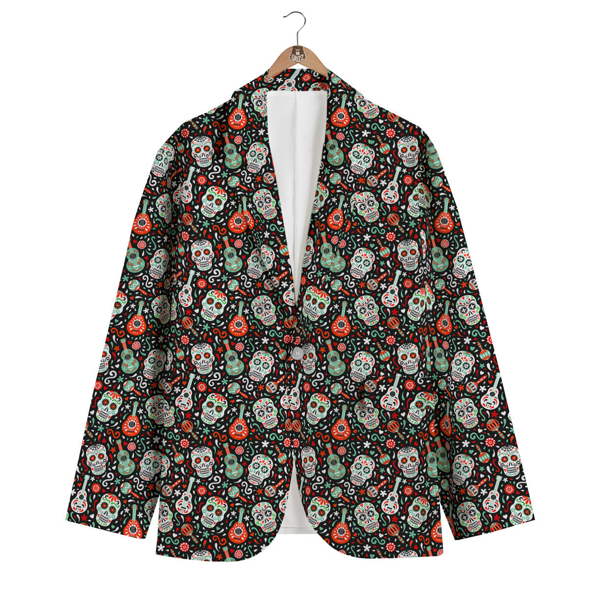 Day Of The Dead Calaveras Print Pattern Men's Blazer-grizzshop