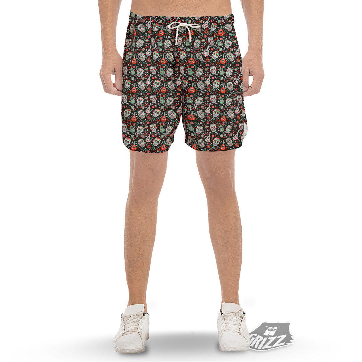 Day Of The Dead Calaveras Print Pattern Men's Gym Shorts-grizzshop