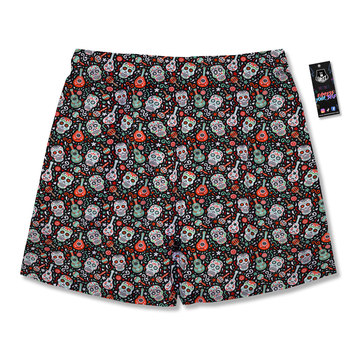 Day Of The Dead Calaveras Print Pattern Men's Running Shorts-grizzshop