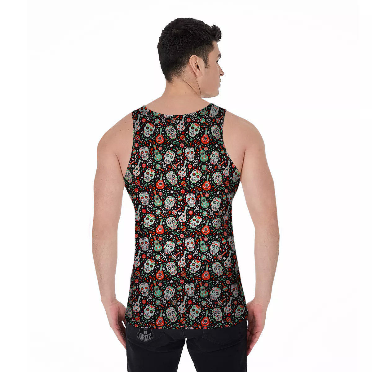 Day Of The Dead Calaveras Print Pattern Men's Tank Top-grizzshop
