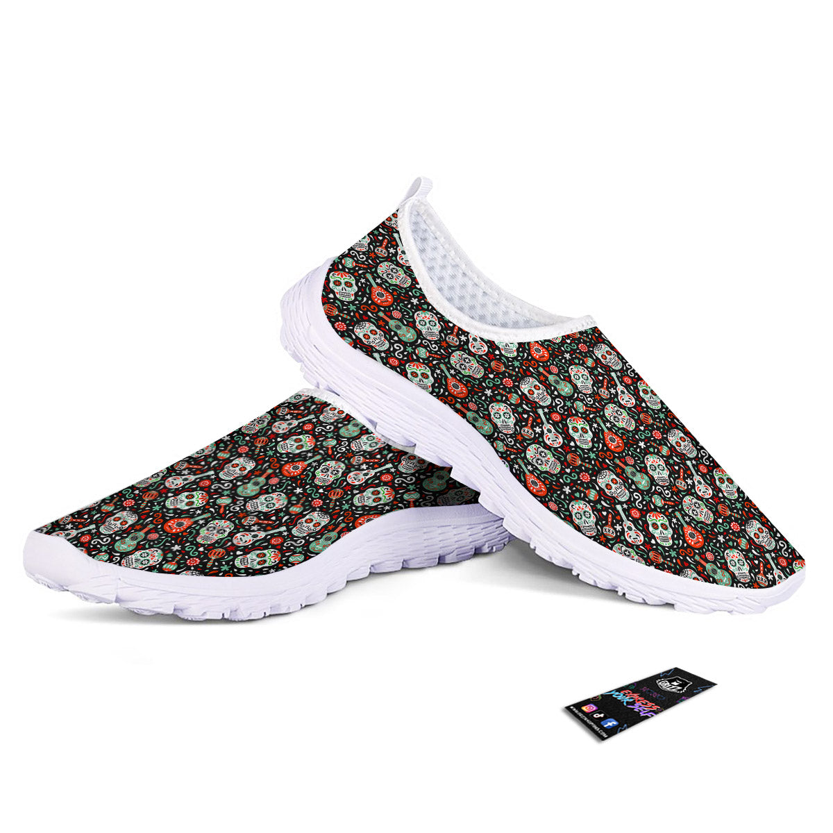 Day Of The Dead Calaveras Print Pattern Nurse Shoes-grizzshop