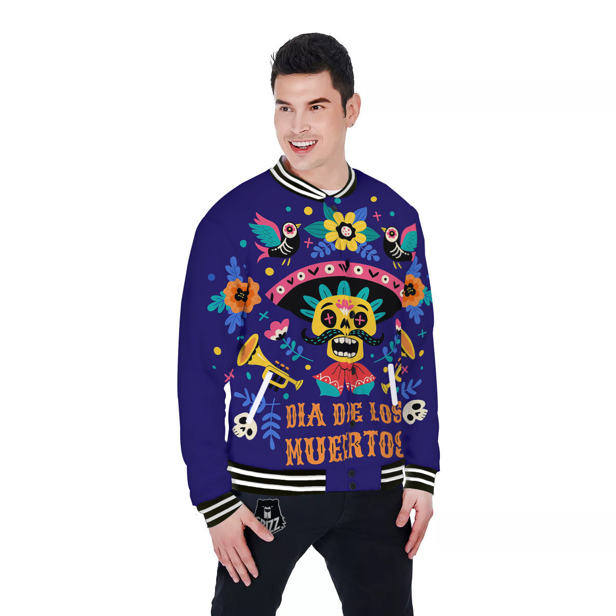 Day Of The Dead Cinco de Mayo Print Baseball Jacket-grizzshop