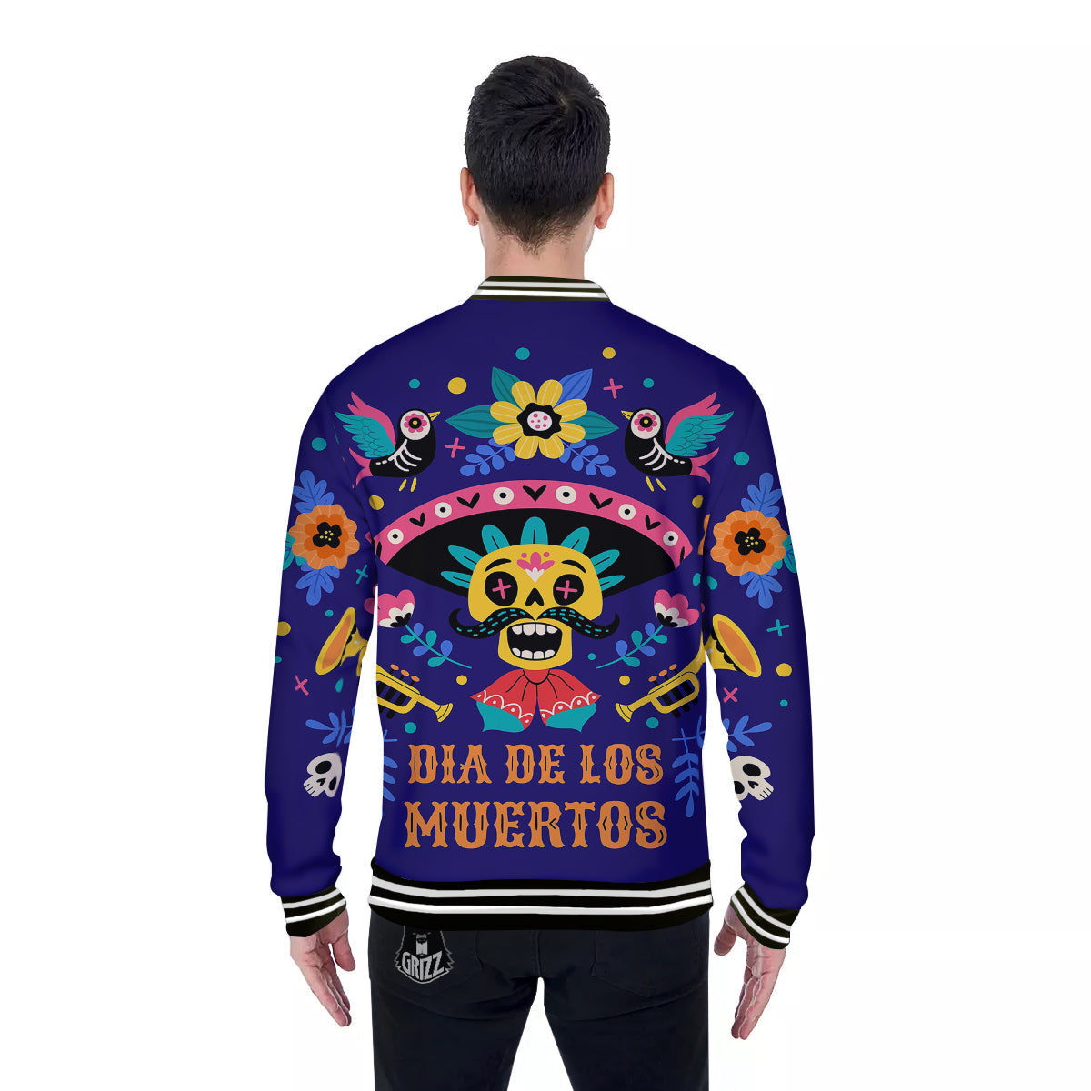 Day Of The Dead Cinco de Mayo Print Baseball Jacket-grizzshop