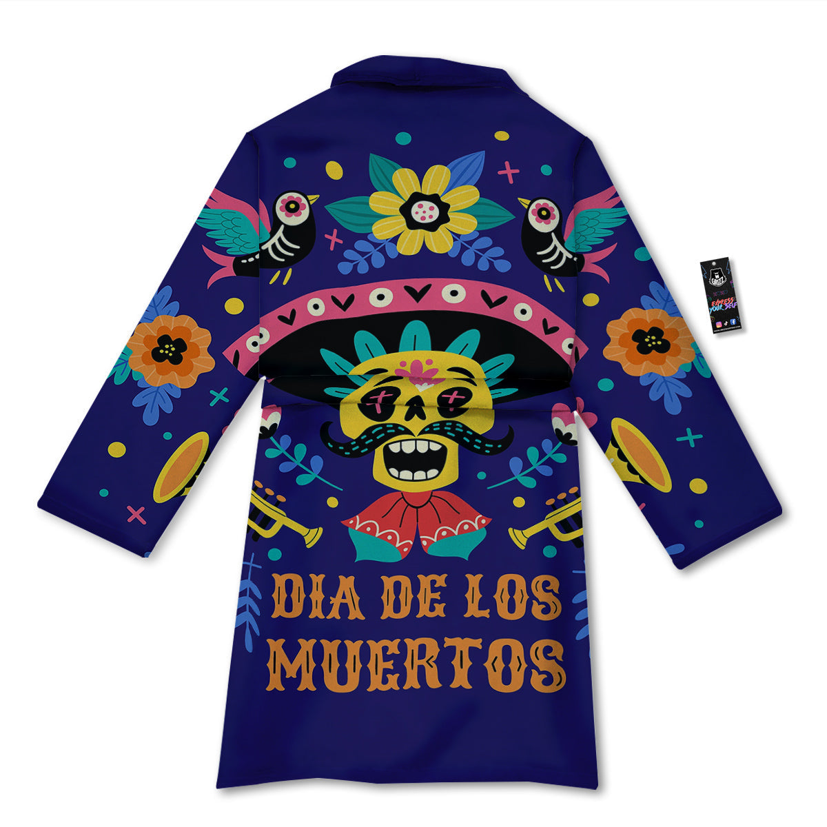 Day Of The Dead Cinco de Mayo Print Bathrobe-grizzshop