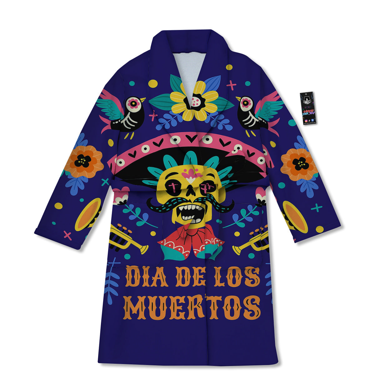 Day Of The Dead Cinco de Mayo Print Bathrobe-grizzshop