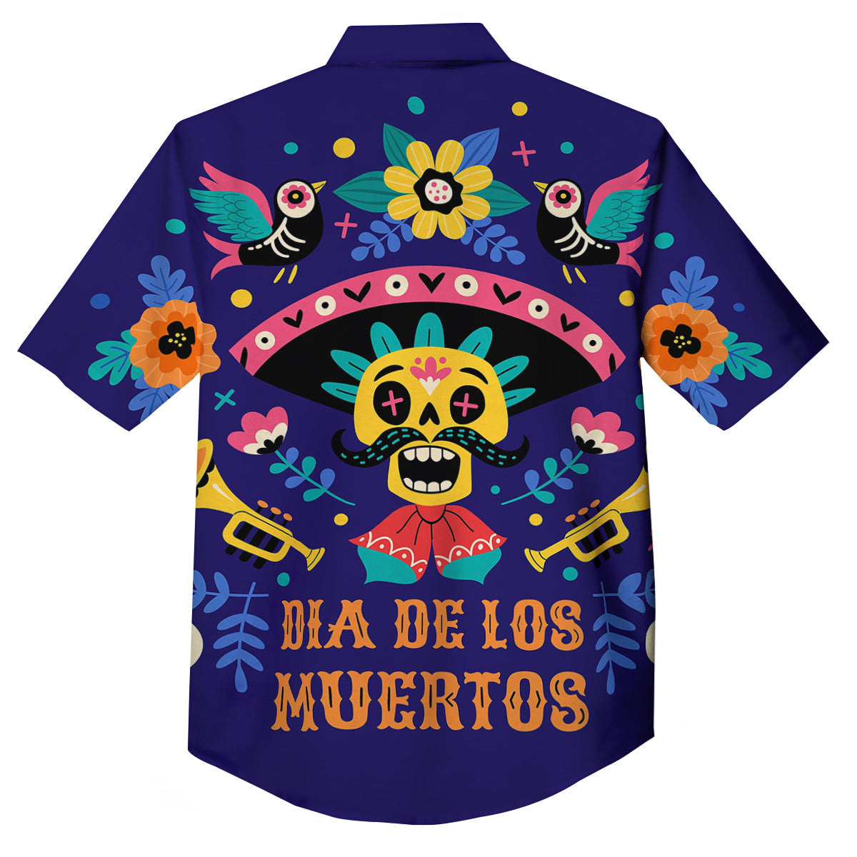 Day Of The Dead Cinco de Mayo Print Button Up Shirt-grizzshop