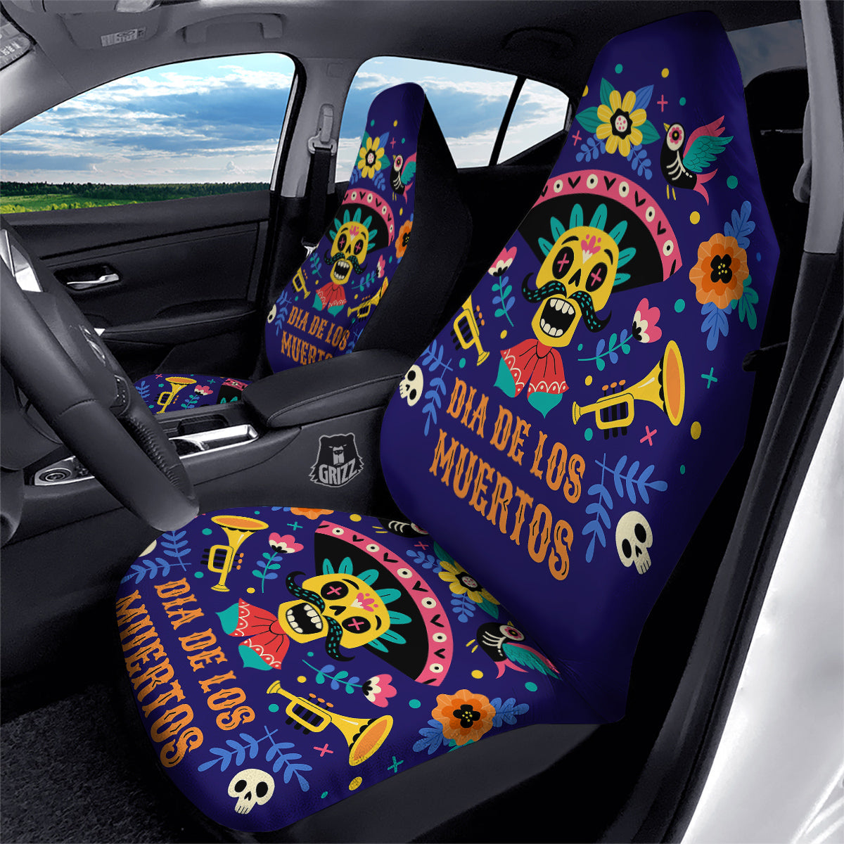 Day Of The Dead Cinco de Mayo Print Car Seat Covers-grizzshop