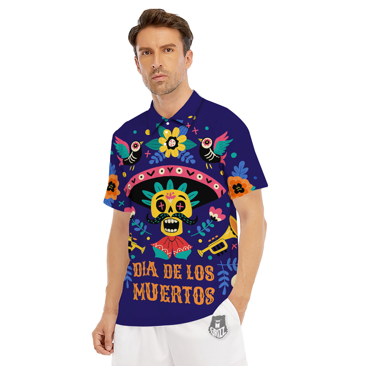 Day Of The Dead Cinco de Mayo Print Men's Golf Shirts-grizzshop