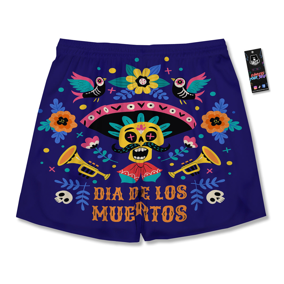 Day Of The Dead Cinco de Mayo Print Men's Running Shorts-grizzshop