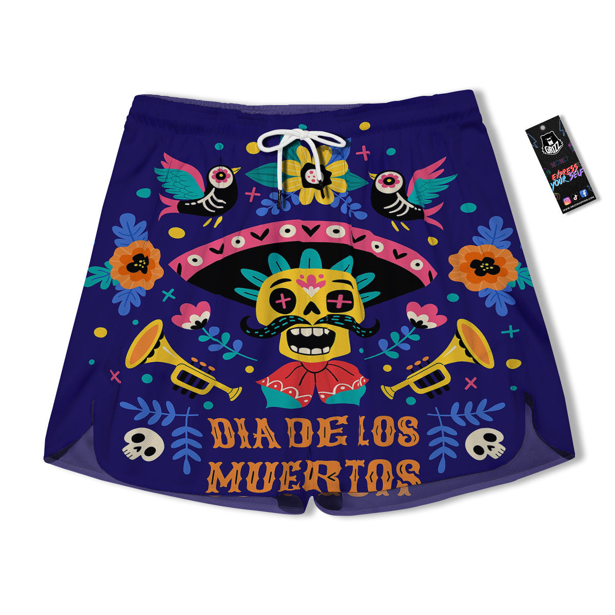 Day Of The Dead Cinco de Mayo Print Men's Running Shorts-grizzshop