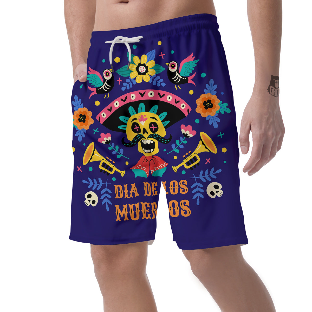 Day Of The Dead Cinco de Mayo Print Men's Shorts-grizzshop
