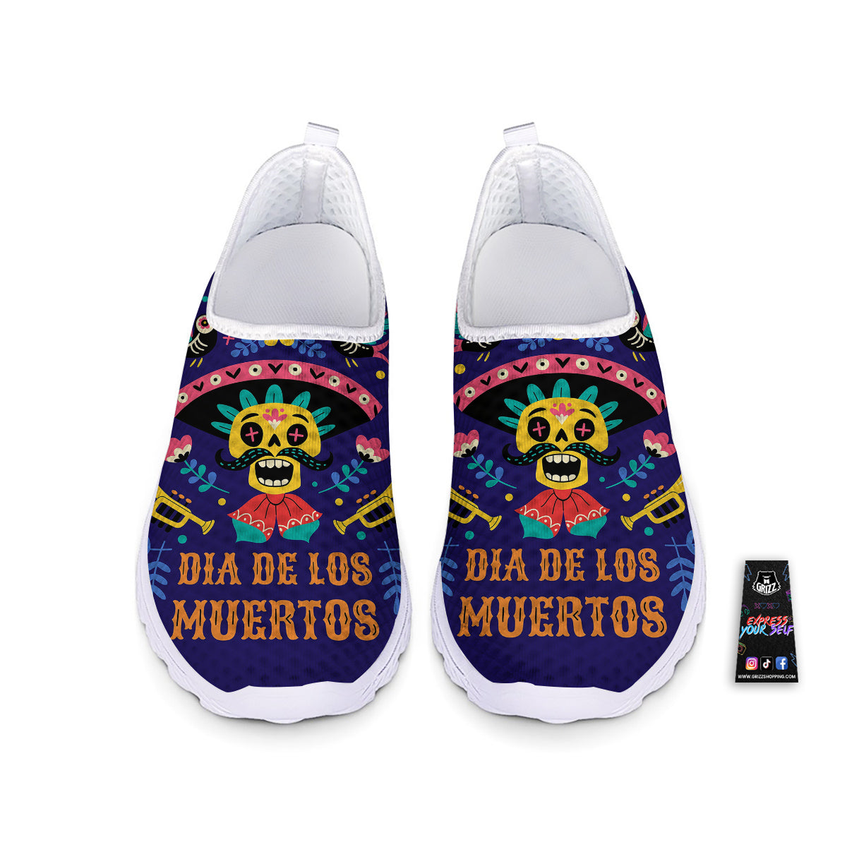 Day Of The Dead Cinco de Mayo Print Nurse Shoes-grizzshop