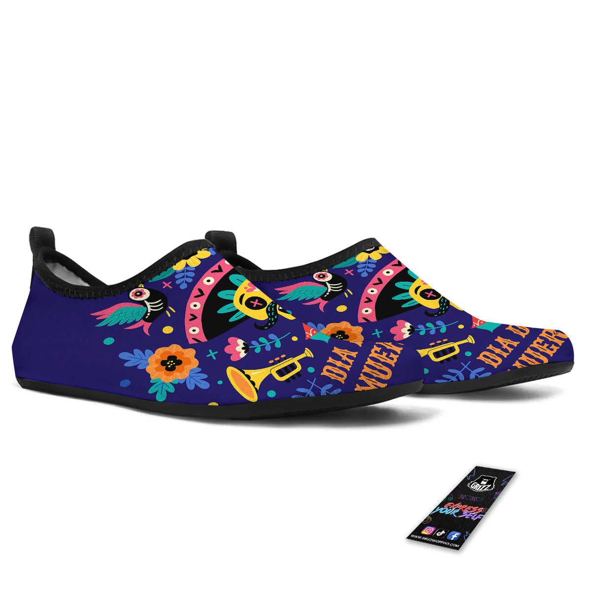 Day Of The Dead Cinco de Mayo Print Water Shoes-grizzshop