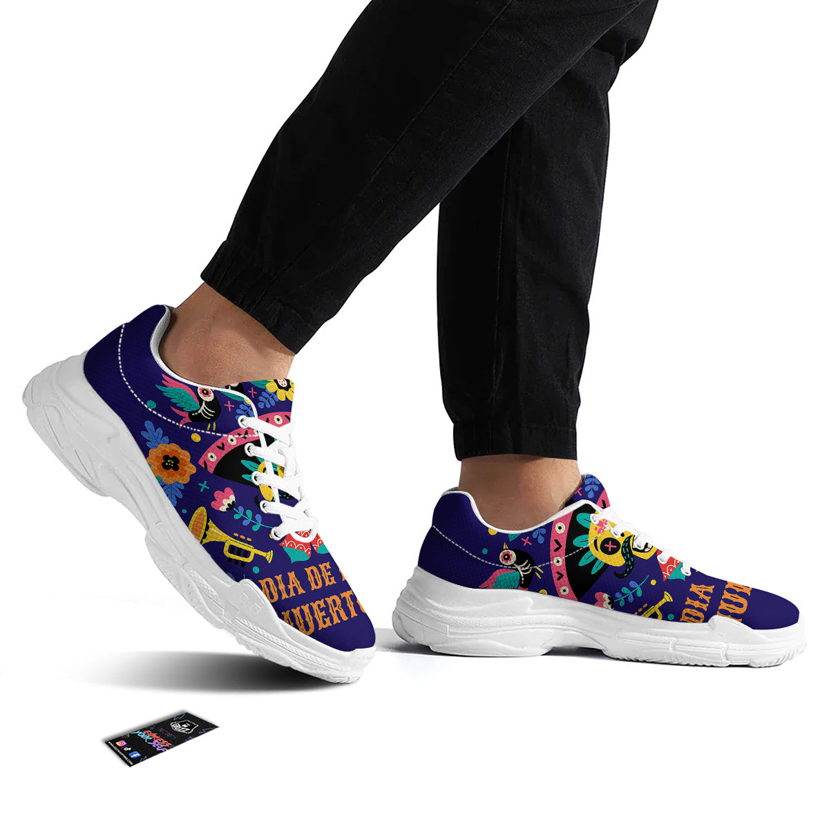 Day Of The Dead Cinco de Mayo Print White Chunky Shoes-grizzshop
