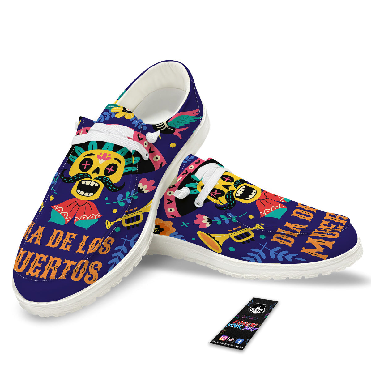 Day Of The Dead Cinco de Mayo Print White Loafers-grizzshop