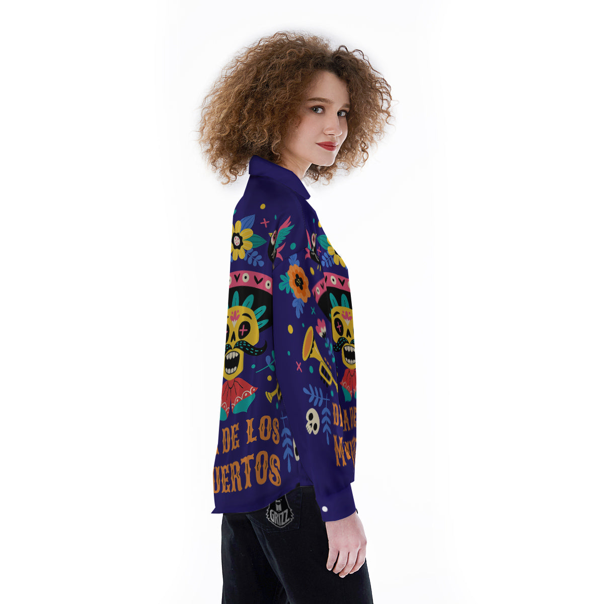 Day Of The Dead Cinco de Mayo Print Women's Long Sleeve Shirts-grizzshop