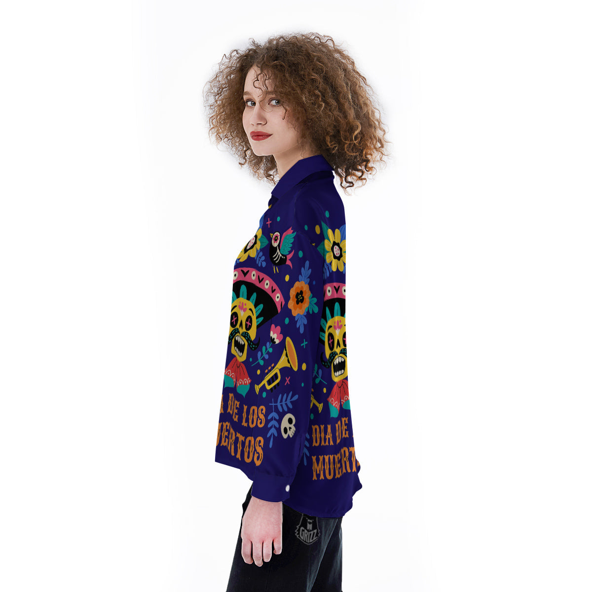 Day Of The Dead Cinco de Mayo Print Women's Long Sleeve Shirts-grizzshop