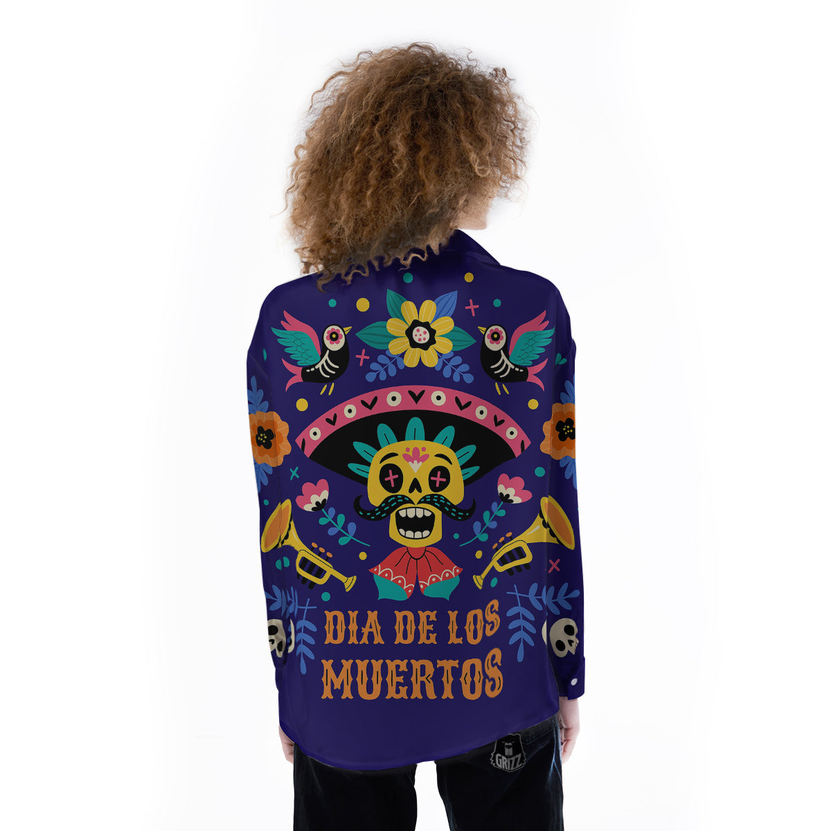 Day Of The Dead Cinco de Mayo Print Women's Long Sleeve Shirts-grizzshop