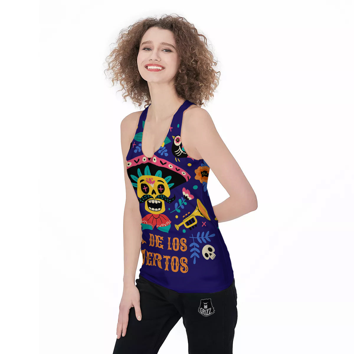 Day Of The Dead Cinco de Mayo Print Women's Racerback Tank Top-grizzshop