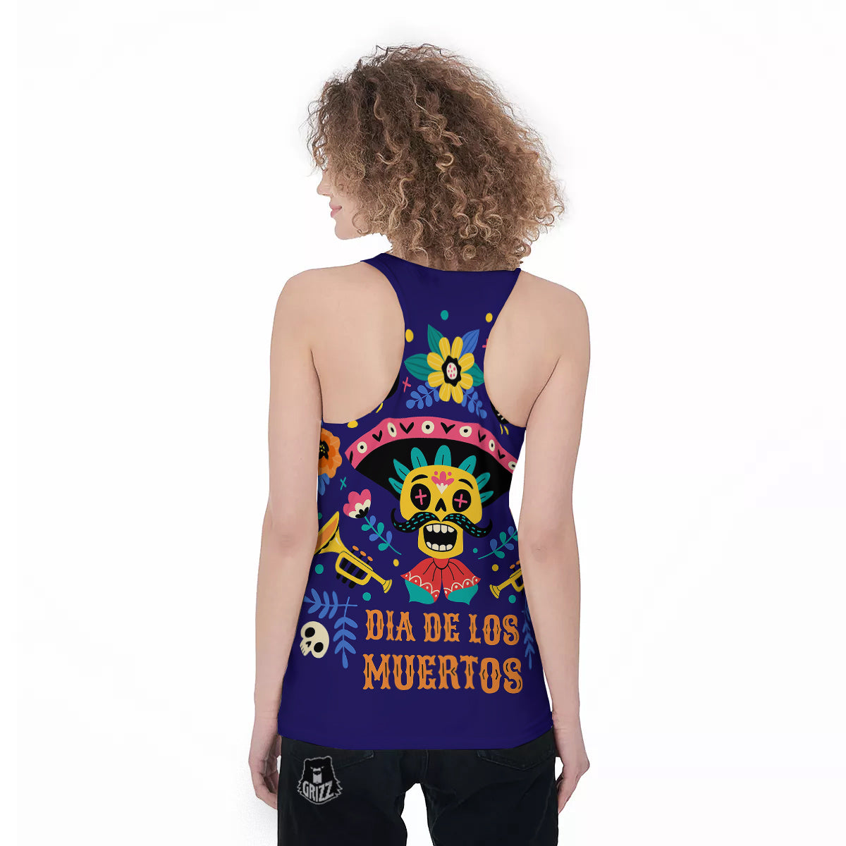 Day Of The Dead Cinco de Mayo Print Women's Racerback Tank Top-grizzshop