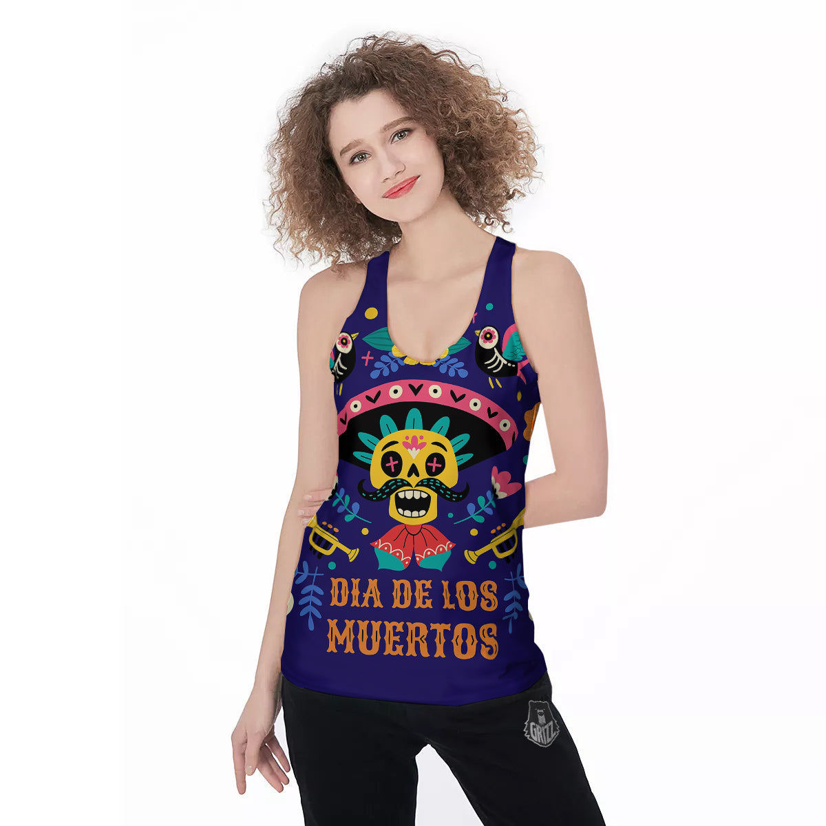 Day Of The Dead Cinco de Mayo Print Women's Racerback Tank Top-grizzshop