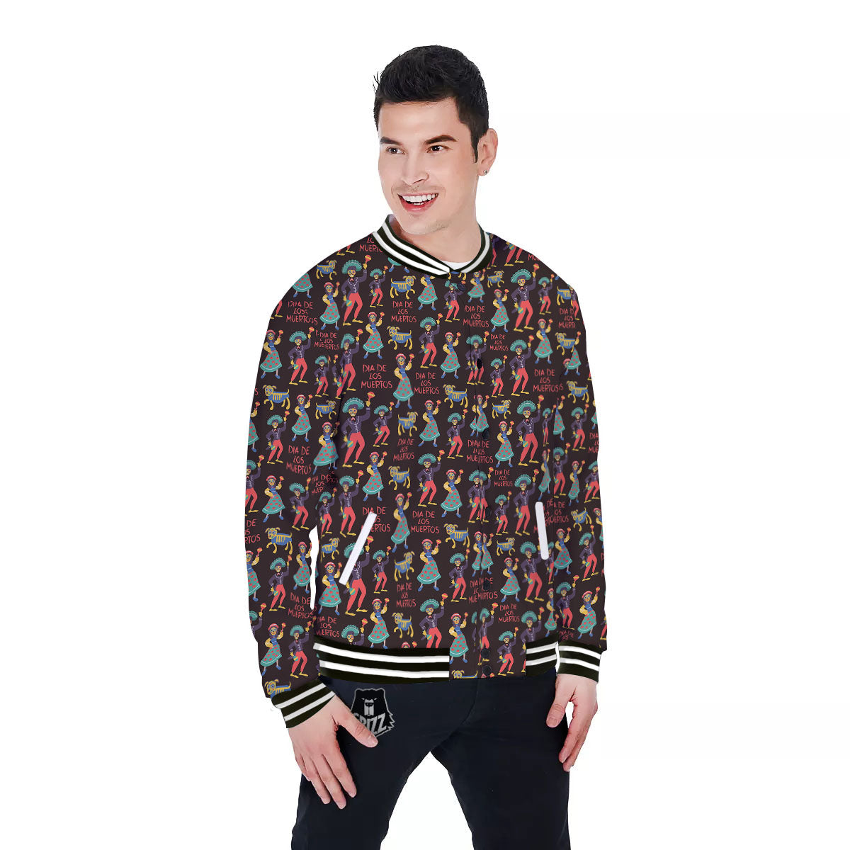 Day Of The Dead Dia De Los Muertos Print Pattern Baseball Jacket-grizzshop