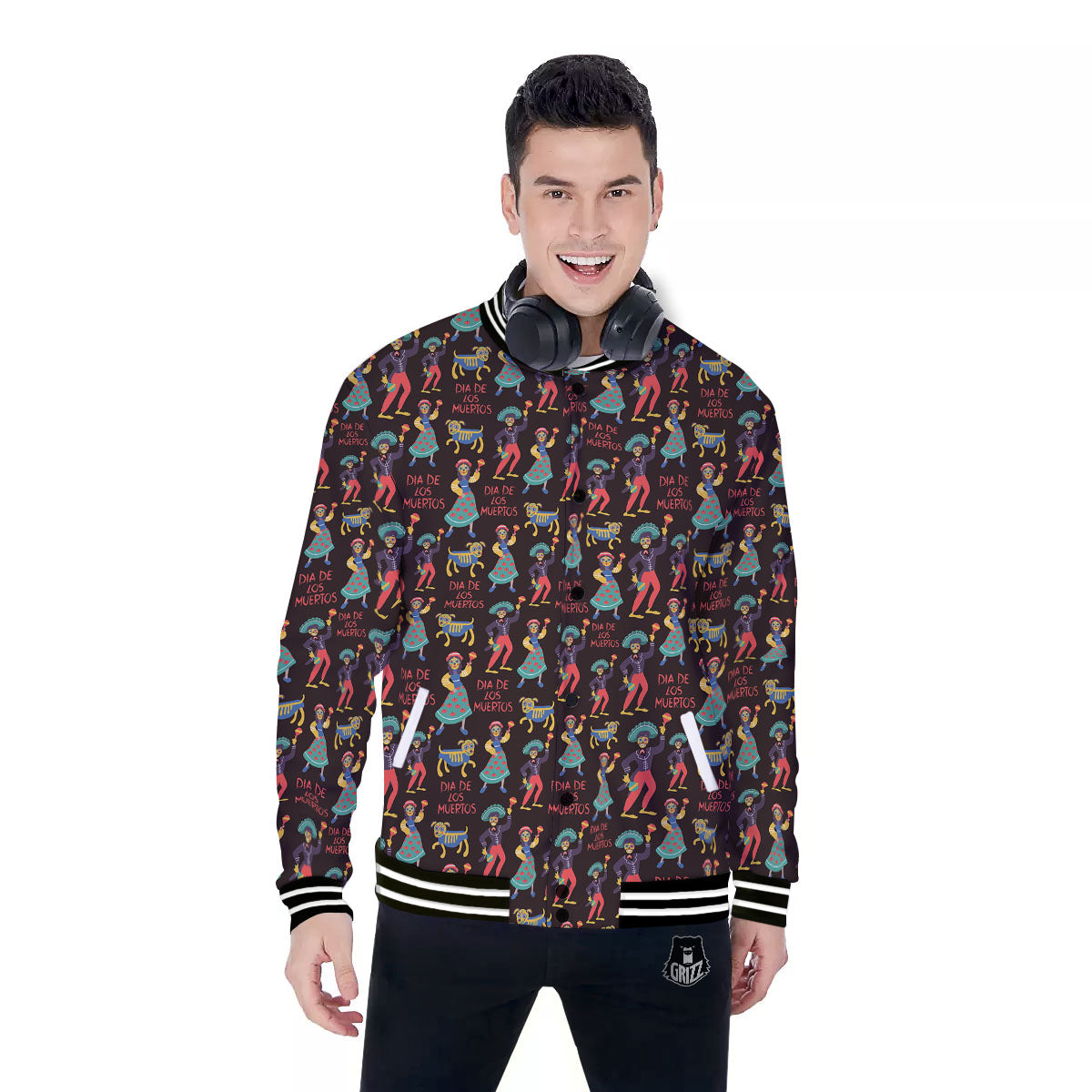 Day Of The Dead Dia De Los Muertos Print Pattern Baseball Jacket-grizzshop