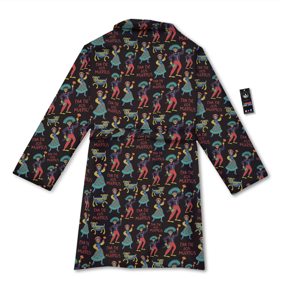 Day Of The Dead Dia De Los Muertos Print Pattern Bathrobe-grizzshop