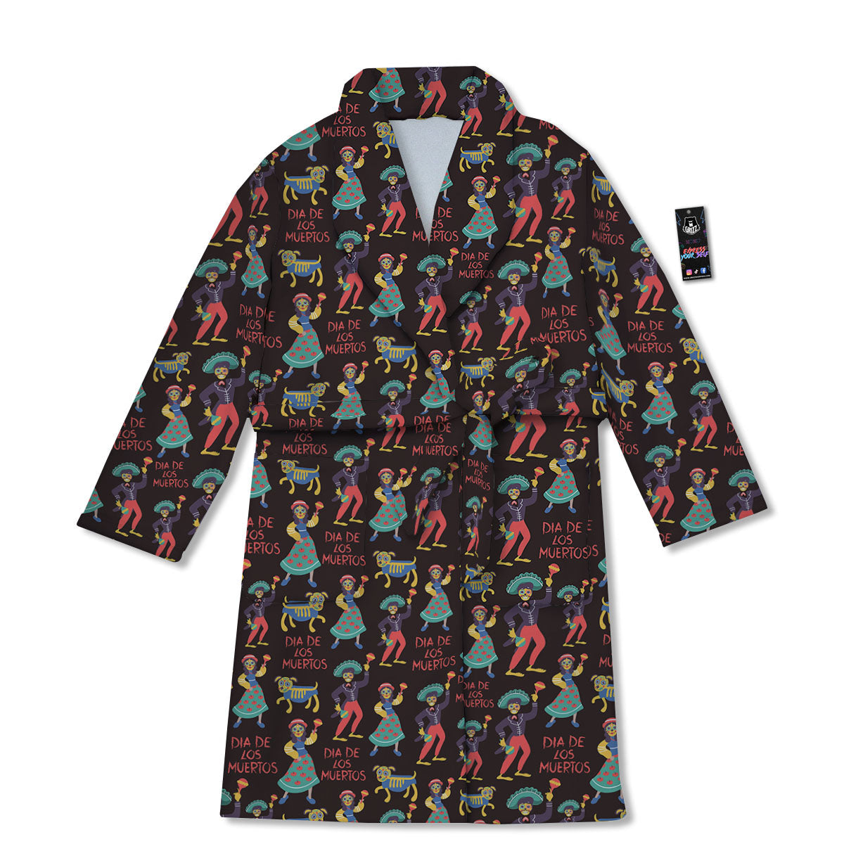 Day Of The Dead Dia De Los Muertos Print Pattern Bathrobe-grizzshop