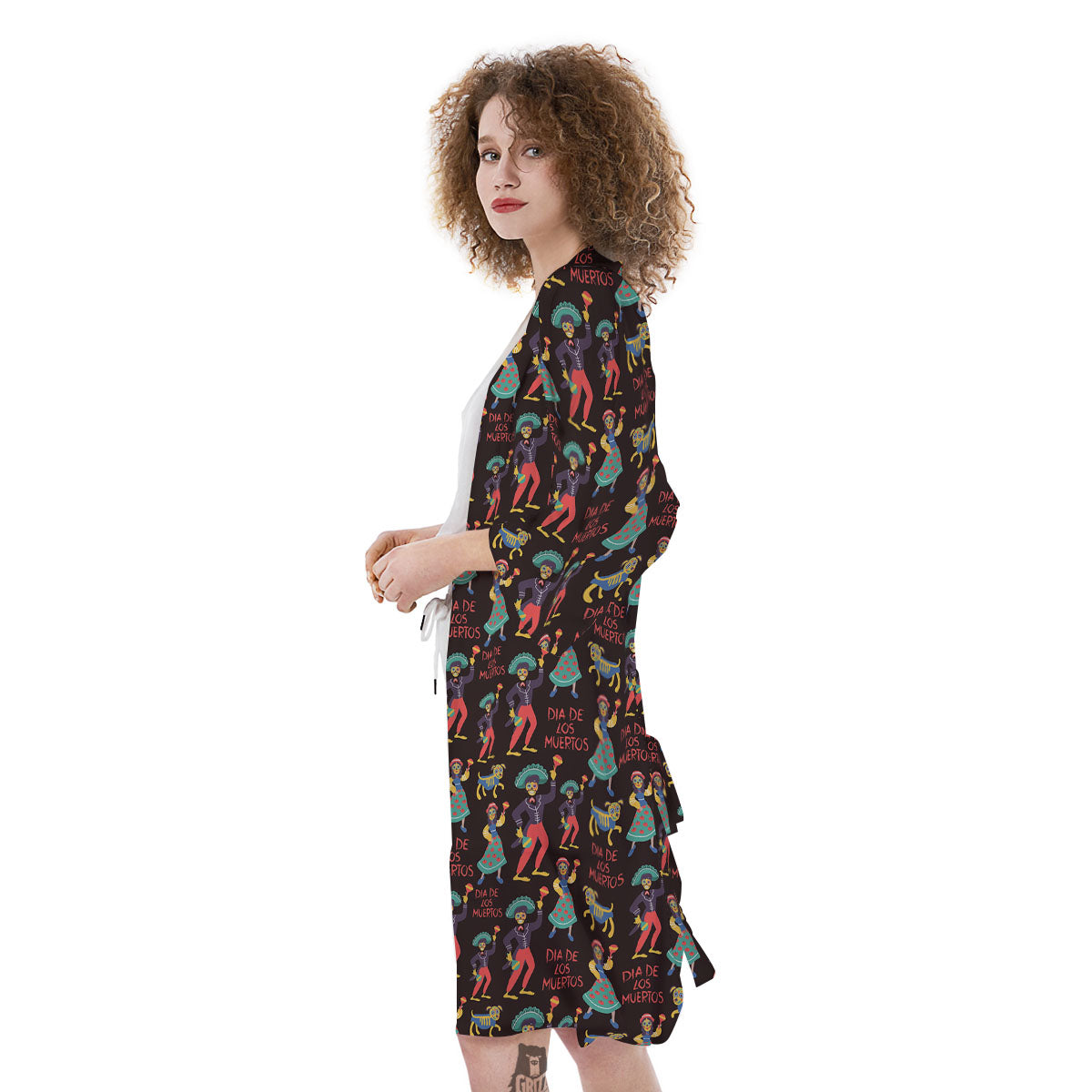 Day Of The Dead Dia De Los Muertos Print Pattern Kimono-grizzshop