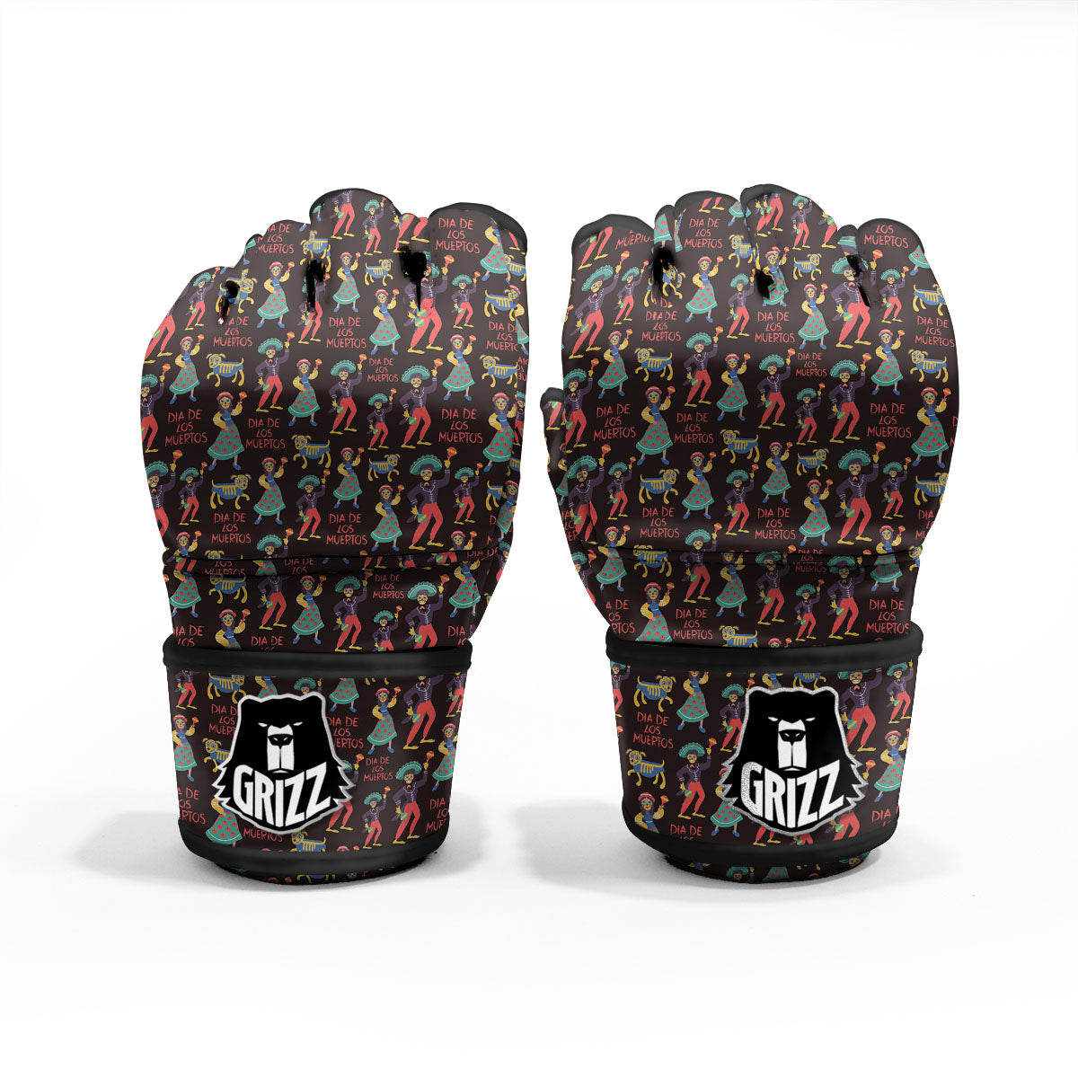 Day Of The Dead Dia De Los Muertos Print Pattern MMA Gloves-grizzshop