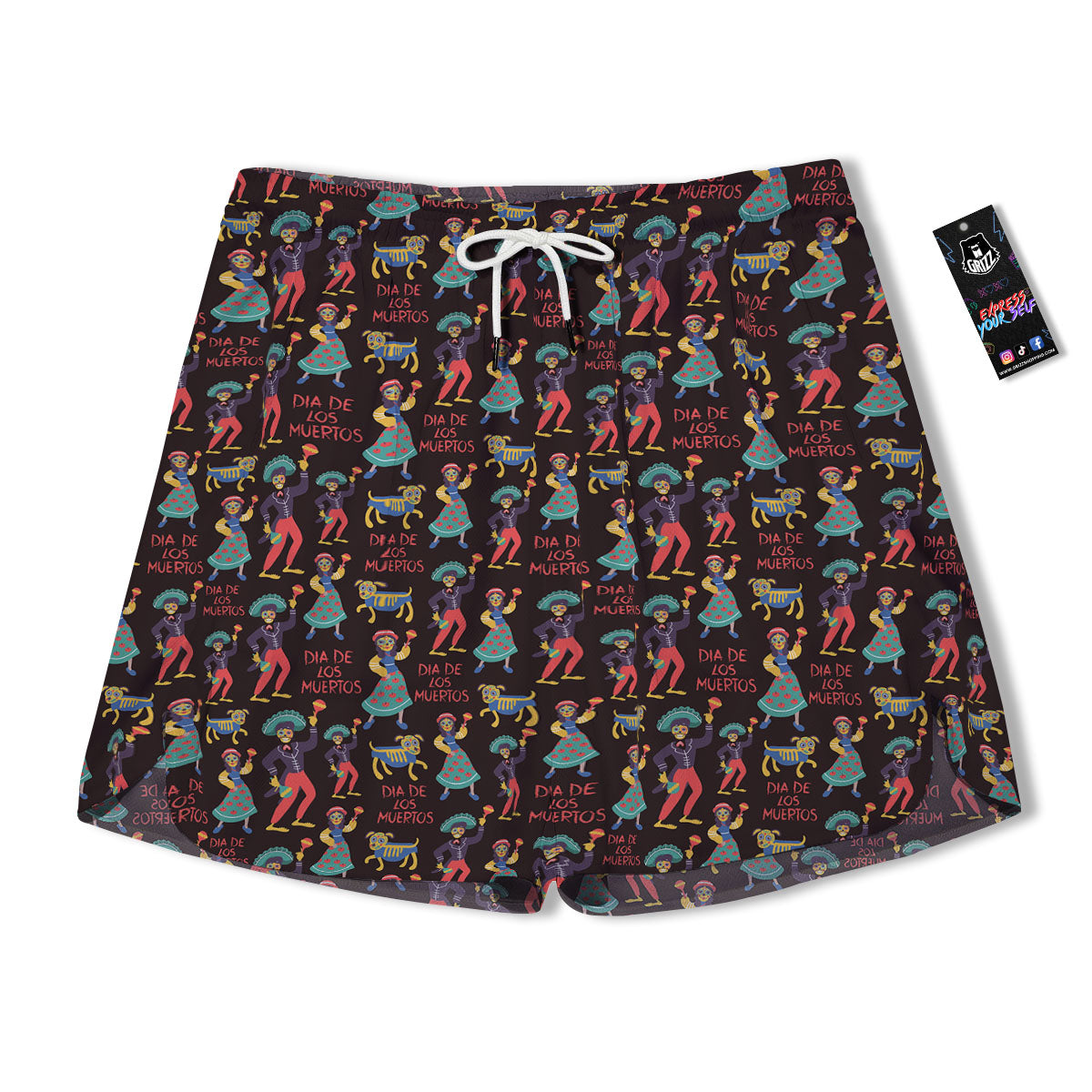 Day Of The Dead Dia De Los Muertos Print Pattern Men's Running Shorts-grizzshop