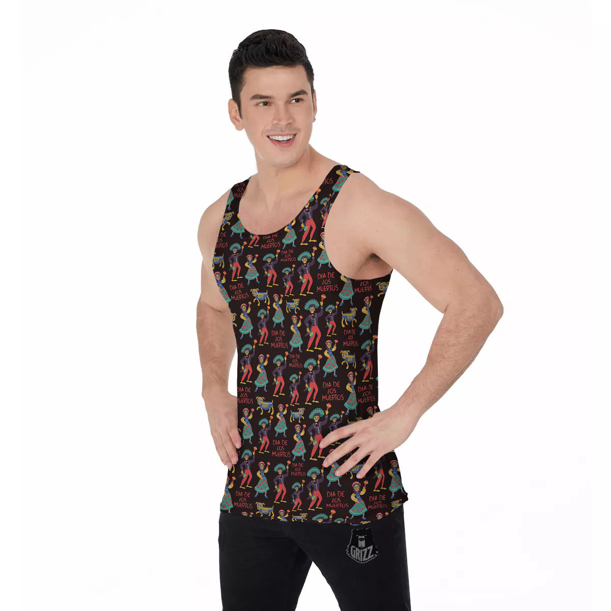 Day Of The Dead Dia De Los Muertos Print Pattern Men's Tank Top-grizzshop