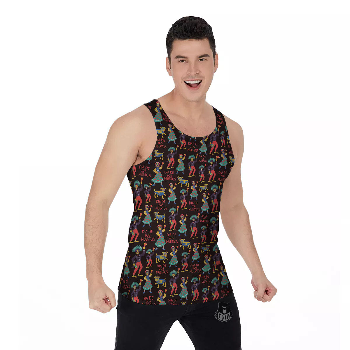 Day Of The Dead Dia De Los Muertos Print Pattern Men's Tank Top-grizzshop